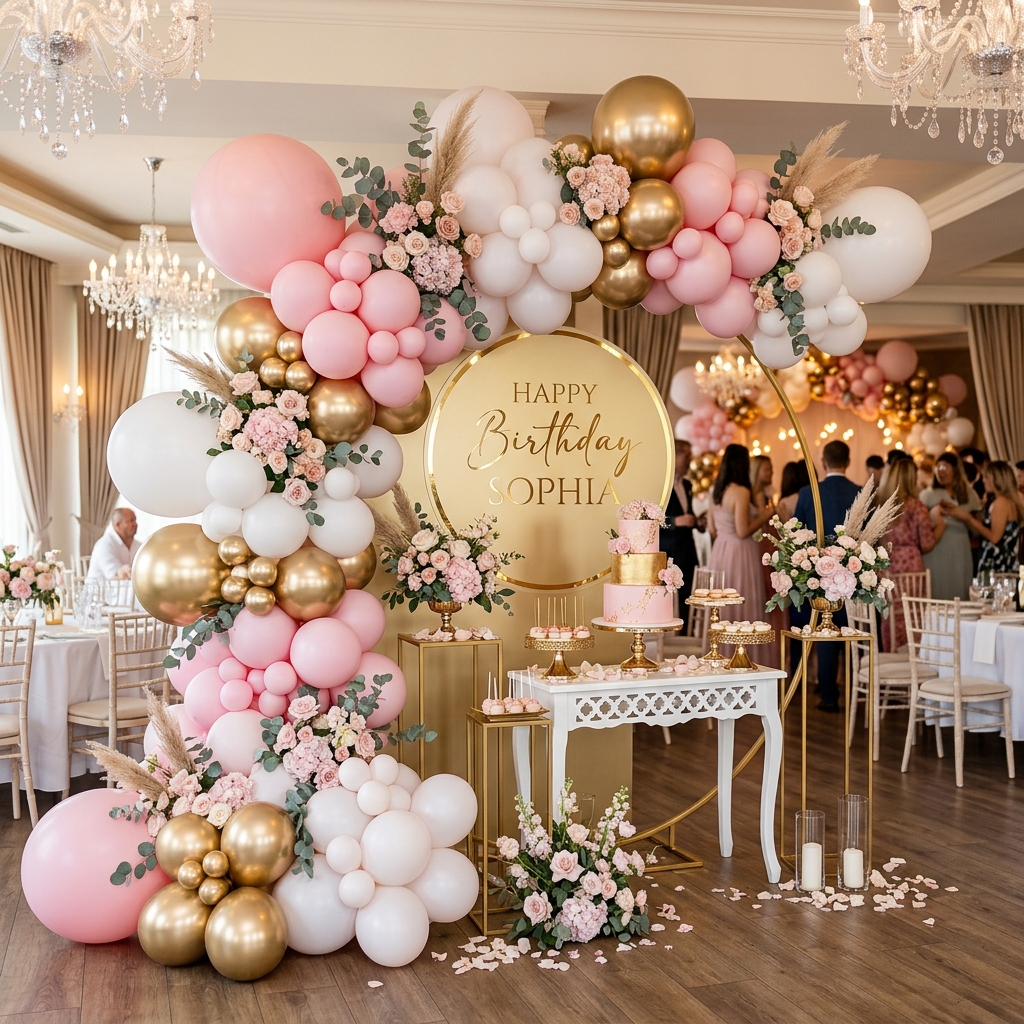 Gold & Blush Balloon Backdrop